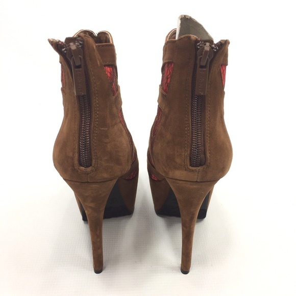 DOLLHOUSE Brown Zip Up Platform Stilettos 8 NEW - Picture 4 of 8